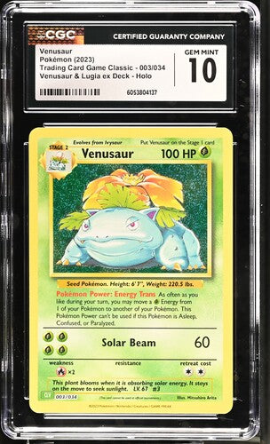 Venusaur Classic Collection Venusaur CLV 003/034 CGC 10