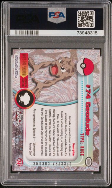 Pokemon: Geodude 2000 Topps Chrome Pokemon TV 74 - Spectra PSA 8