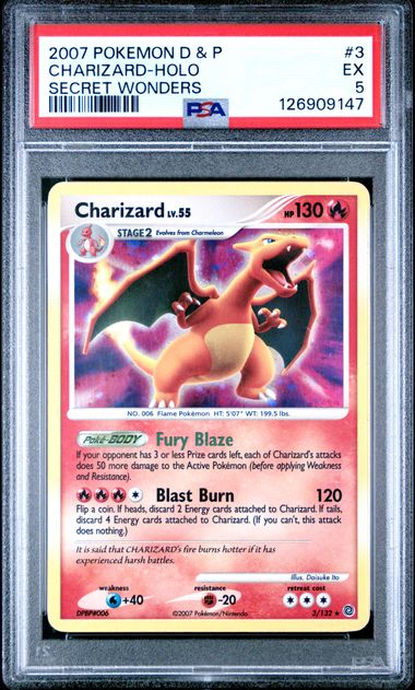 Charizard Holofoil Secret Wonders 3/132 PSA 5