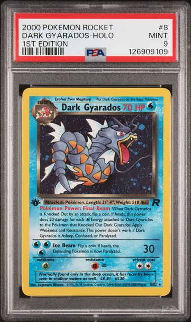 Dark Gyarados 1st Edition Holofoil Team Rocket 8/82 PSA 9