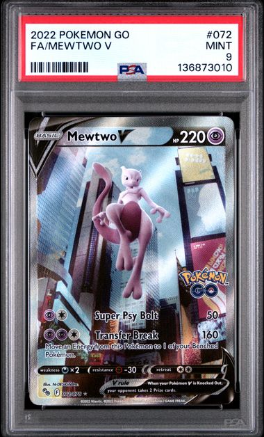 Mewtwo V Alternate Art Pokemon GO 072/078 PSA 9