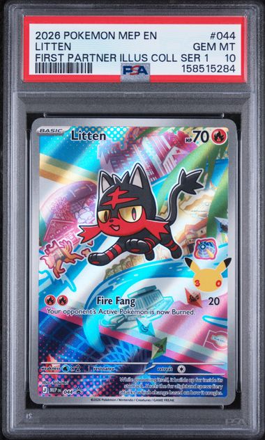 Litten Black Star Promo First Partner Illustration Collection Series 1 044 PSA 10