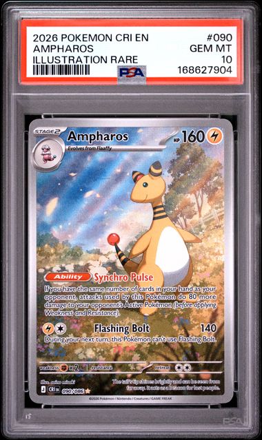 Ampharos Illustration Rare ME04 Chaos Rising 090/086 PSA 10