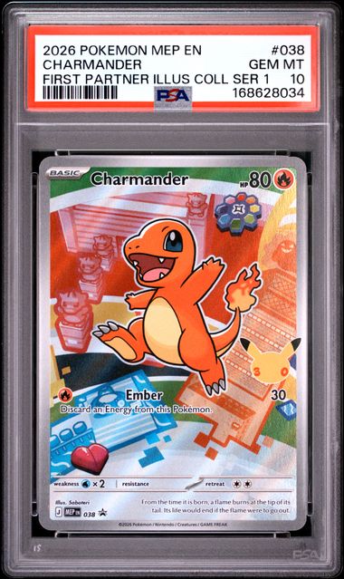 Charmander First Partner Illustration Collection Mega Evolution Promo 038 PSA 10
