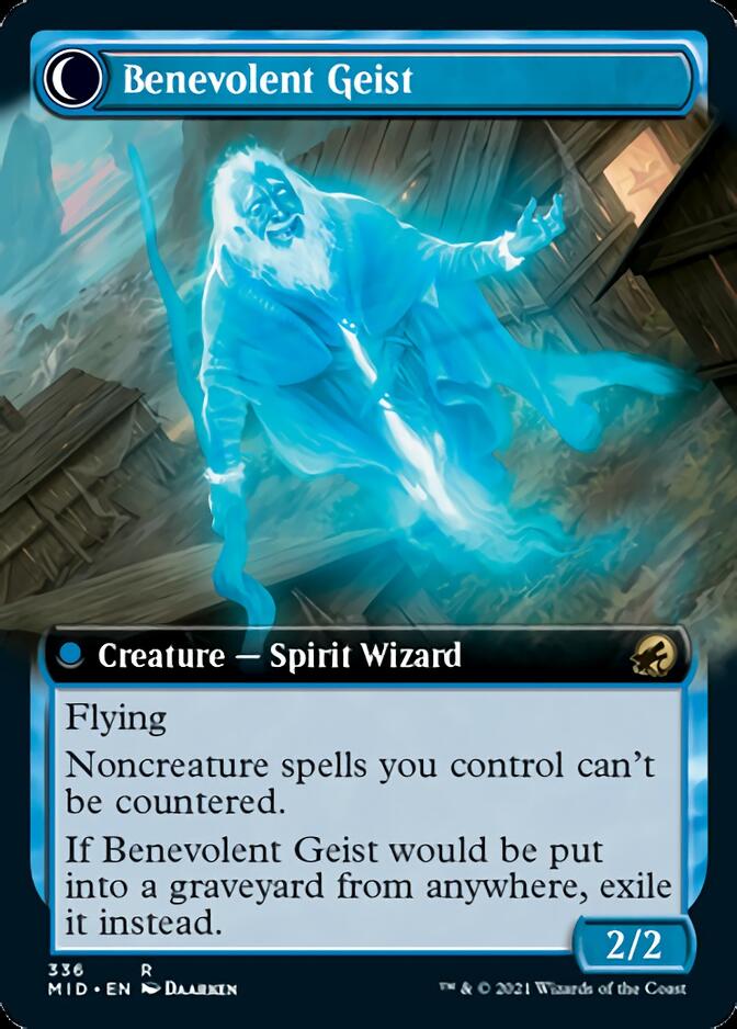 Malevolent Hermit // Benevolent Geist (MID-336) - Innistrad: Midnight Hunt: (Extended Art, Double Faced Transform) Foil