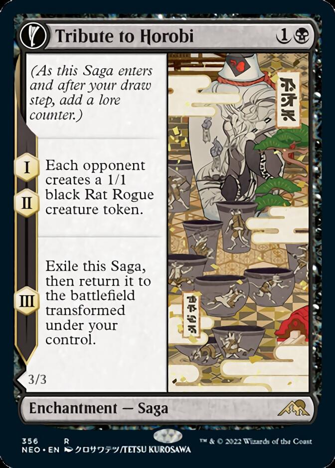 Tribute to Horobi // Echo of Death's Wail (NEO-356) - Kamigawa: Neon Dynasty: (Showcase, fandfc) Foil