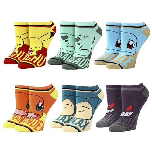 Pokemon Character Names Ankle Sock 6-Pack