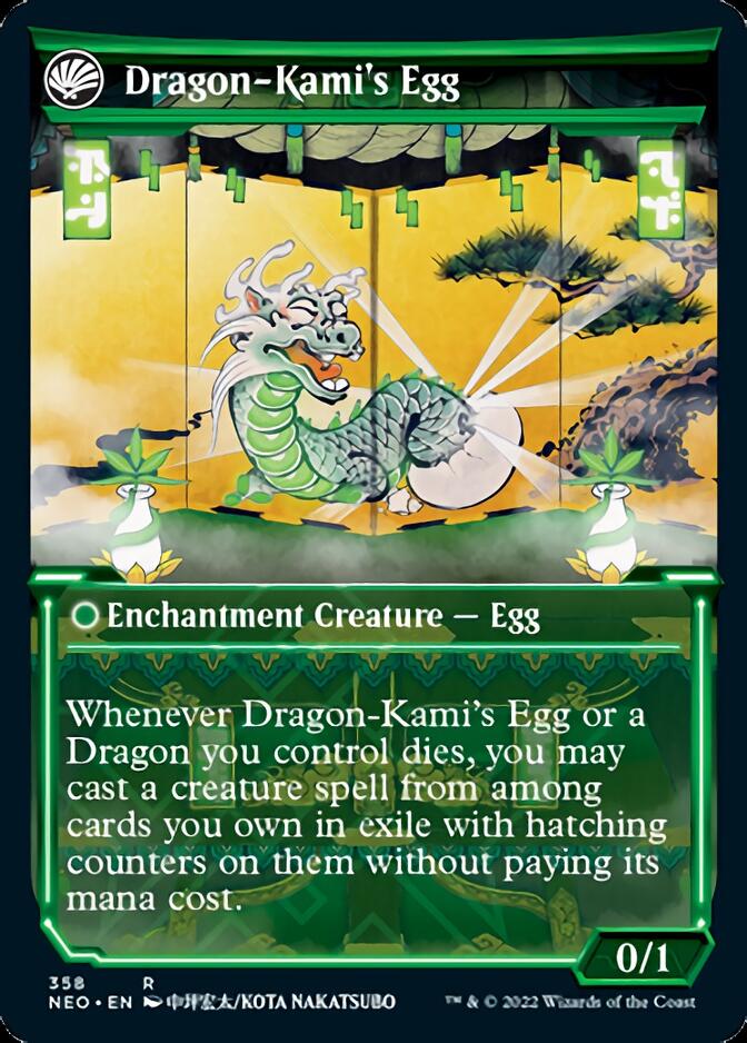 The Dragon-Kami Reborn // Dragon-Kami's Egg (NEO-358) - Kamigawa: Neon Dynasty: (Showcase, fandfc) Foil