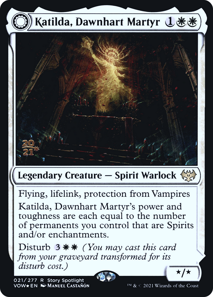 Katilda, Dawnhart Martyr // Katilda's Rising Dawn (PRE-021) - Innistrad: Crimson Vow Promos: (Double Faced Transform) Foil