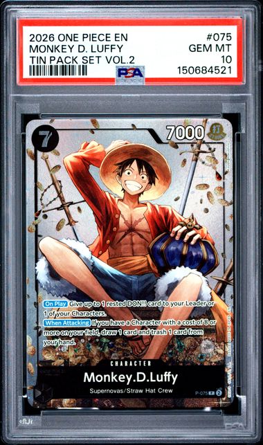 Monkey.D.Luffy Tin Pack Set Vol.2 P-075 PSA 10