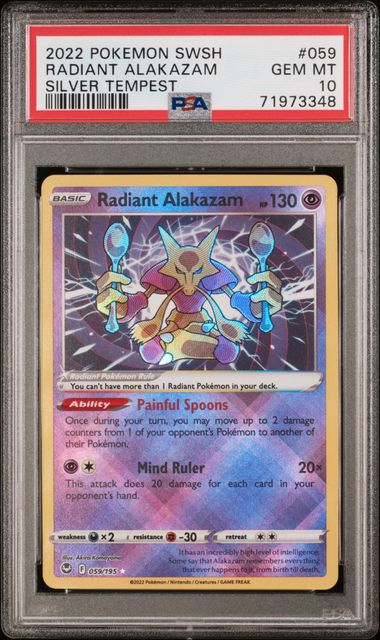 RADIANT ALAKAZAM SILVER TEMPEST 059/195 PSA 10