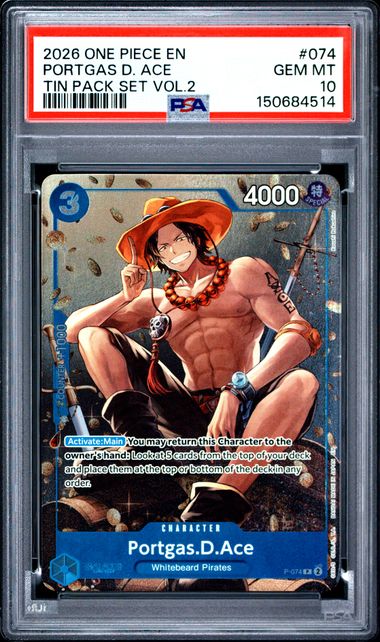 Portgas.D.Ace Tin Pack Set Vol.2 P-074 PSA 10