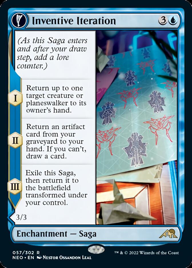 Inventive Iteration // Living Breakthrough (NEO-057) - Kamigawa: Neon Dynasty: (fandfc, enchantment)