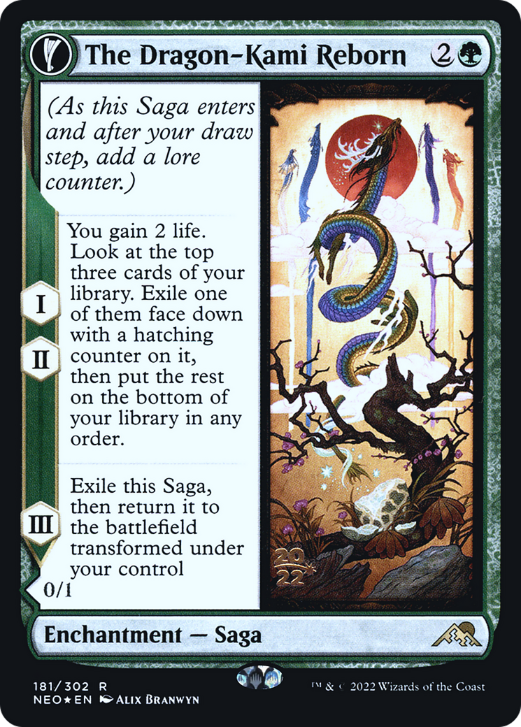 The Dragon-Kami Reborn // Dragon-Kami's Egg (PRE-181S) - Kamigawa: Neon Dynasty Promos: (fandfc, enchantment) Foil
