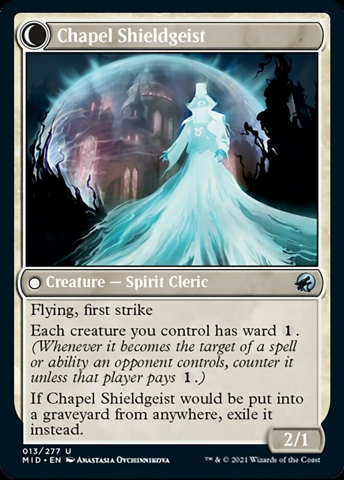 Chaplain of Alms // Chapel Shieldgeist (MID-013) - Innistrad: Midnight Hunt: (Double Faced Transform) Foil
