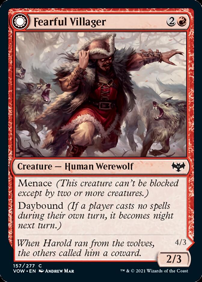 Fearful Villager // Fearsome Werewolf (VOW-157) - Innistrad: Crimson Vow: (Double Faced Transform) Foil