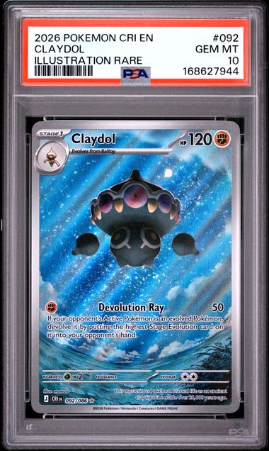 Claydol Illustration Rare ME04 Chaos Rising 092/086 PSA 10
