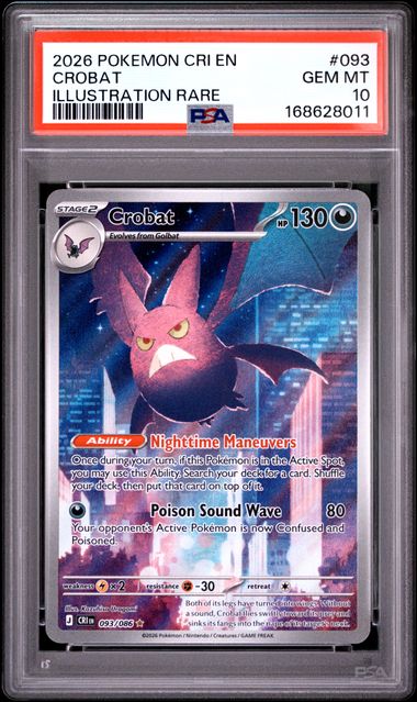 Crobat Illustration Rare ME04 Chaos Rising 093/086 PSA 10