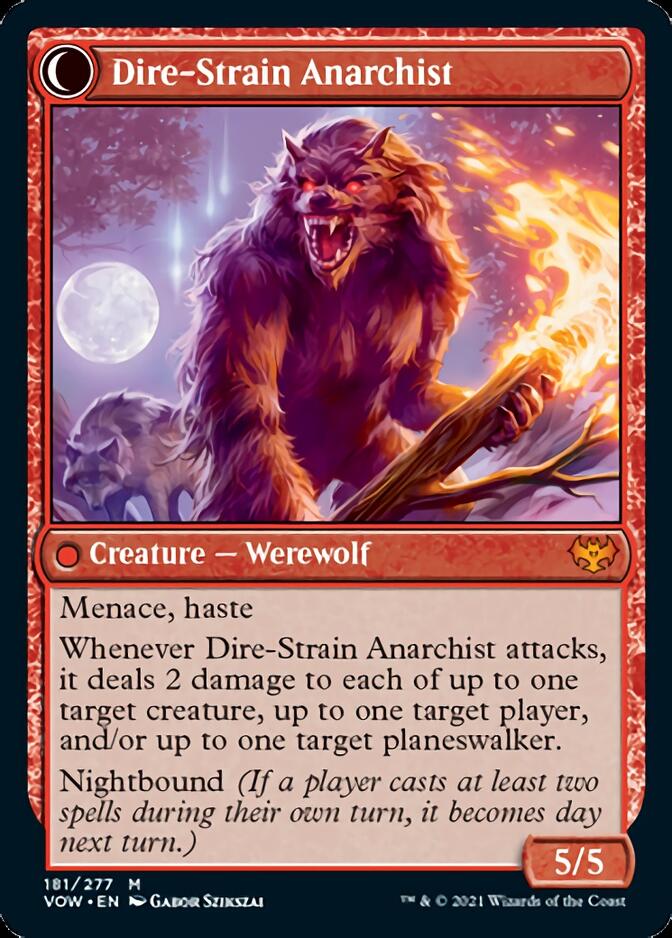 Volatile Arsonist // Dire-Strain Anarchist (VOW-181) - Innistrad: Crimson Vow: (Double Faced Transform) Foil