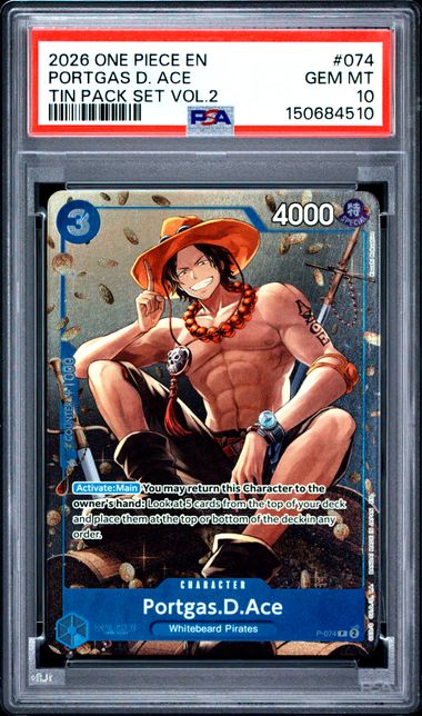 Portgas.D.Ace Tin Pack Set Vol.2 P-074 PSA 10