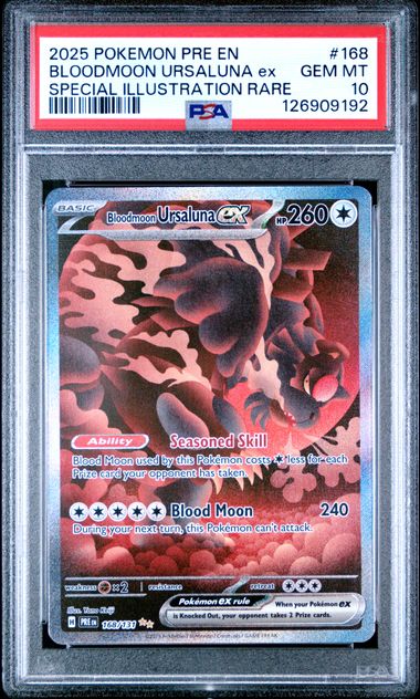 ursaluna v pokemon card value Bloodmoon Ursaluna ex Prismatic Evolutions 168/131 PSA 10