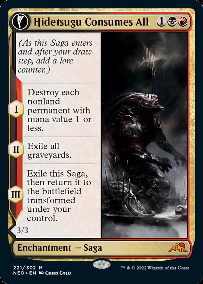 Hidetsugu Consumes All // Vessel of the All-Consuming (NEO-221) - Kamigawa: Neon Dynasty: (fandfc, enchantment) Foil