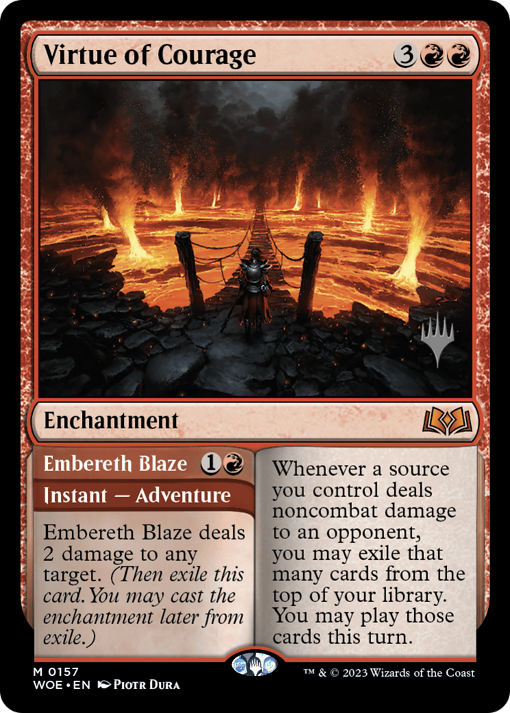 Virtue of Courage // Embereth Blaze (PPWOE-157) - Wilds of Eldraine Promos Foil