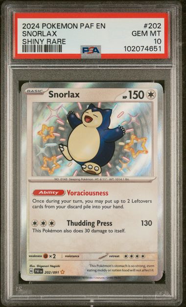 Snorlax Paldean Fates 202/091 PSA 10