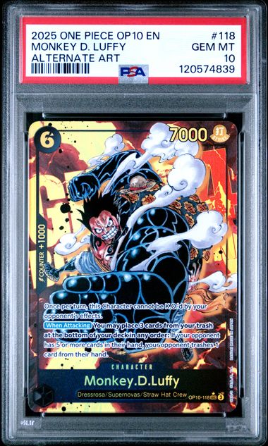 Monkey.D.Luffy Alternate Art SEC OP10-118 PSA 10