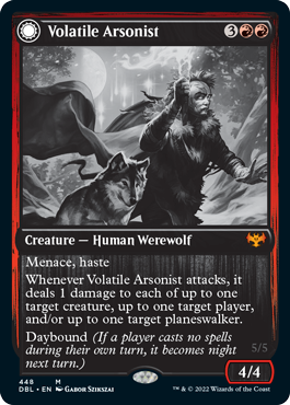 Volatile Arsonist // Dire-Strain Anarchist (DBL-448) - Innistrad: Double Feature: (Double Faced Transform) Foil