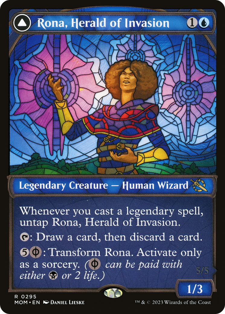 Rona, Herald of Invasion // Rona, Tolarian Obliterator (MOM-295) - March of the Machine: (Showcase) Foil