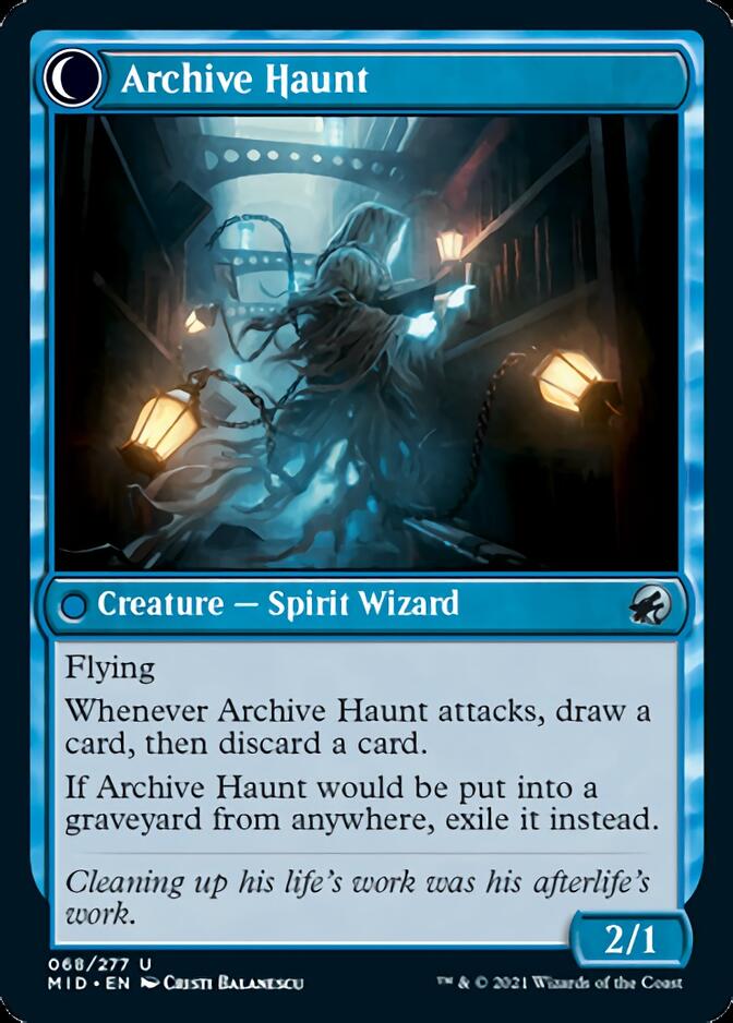 Overwhelmed Archivist // Archive Haunt (MID-068) - Innistrad: Midnight Hunt: (Double Faced Transform) Foil