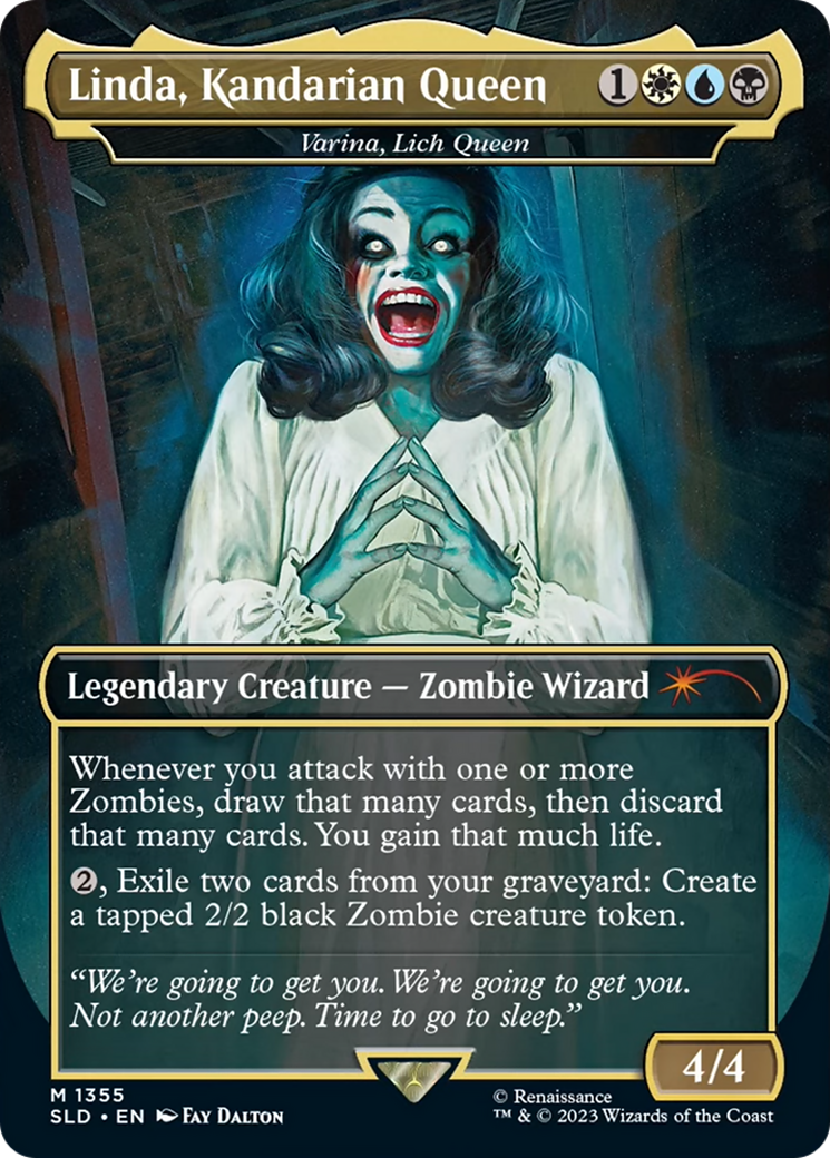 Varina, Lich Queen (SLD-1355) - Secret Lair Drop / Linda, Kandarian Queen (Borderless)