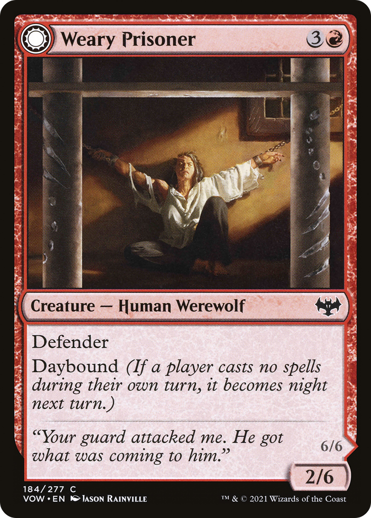 Weary Prisoner // Wrathful Jailbreaker (VOW-184) - Innistrad: Crimson Vow: (Double Faced Transform) Foil