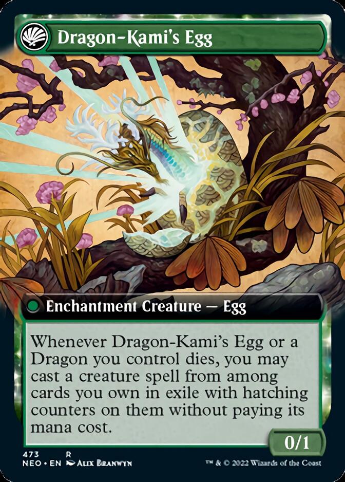 The Dragon-Kami Reborn // Dragon-Kami's Egg (NEO-473) - Kamigawa: Neon Dynasty: (Extended Art, fandfc, enchantment) Foil