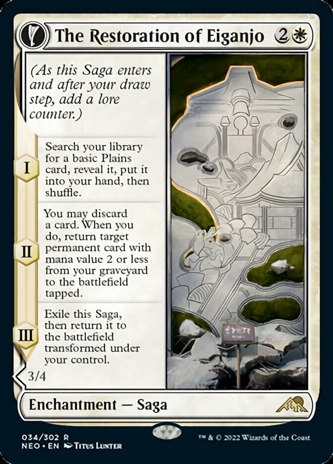 The Restoration of Eiganjo // Architect of Restoration (NEO-034) - Kamigawa: Neon Dynasty: (fandfc, enchantment) Foil