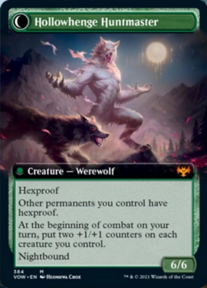 Avabruck Caretaker // Hollowhenge Huntmaster (VOW-384) - Innistrad: Crimson Vow: (Extended Art, Double Faced Transform) Foil