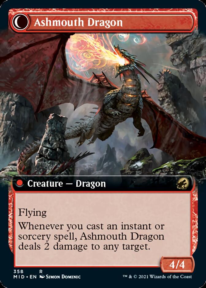 Smoldering Egg // Ashmouth Dragon (MID-358) - Innistrad: Midnight Hunt: (Extended Art, Double Faced Transform) Foil