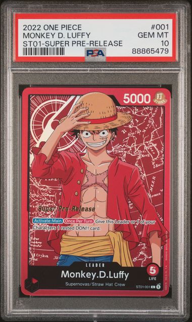 Monkey.D.Luffy Super Pre-Release ST01-001 PSA 10