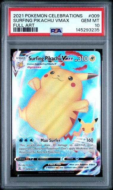 Surfing Pikachu VMAX Celebrations 009/025 PSA 10