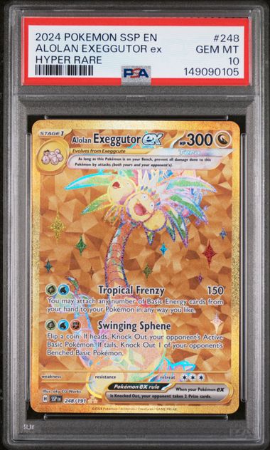 alolan exeggutor pokemon card ex Hyper Rare Surging Sparks 248/191 PSA 10 Knock Out your opponents Pokemon 151: Blooming Waters Style:Dialga Ex Brilliant Stars
