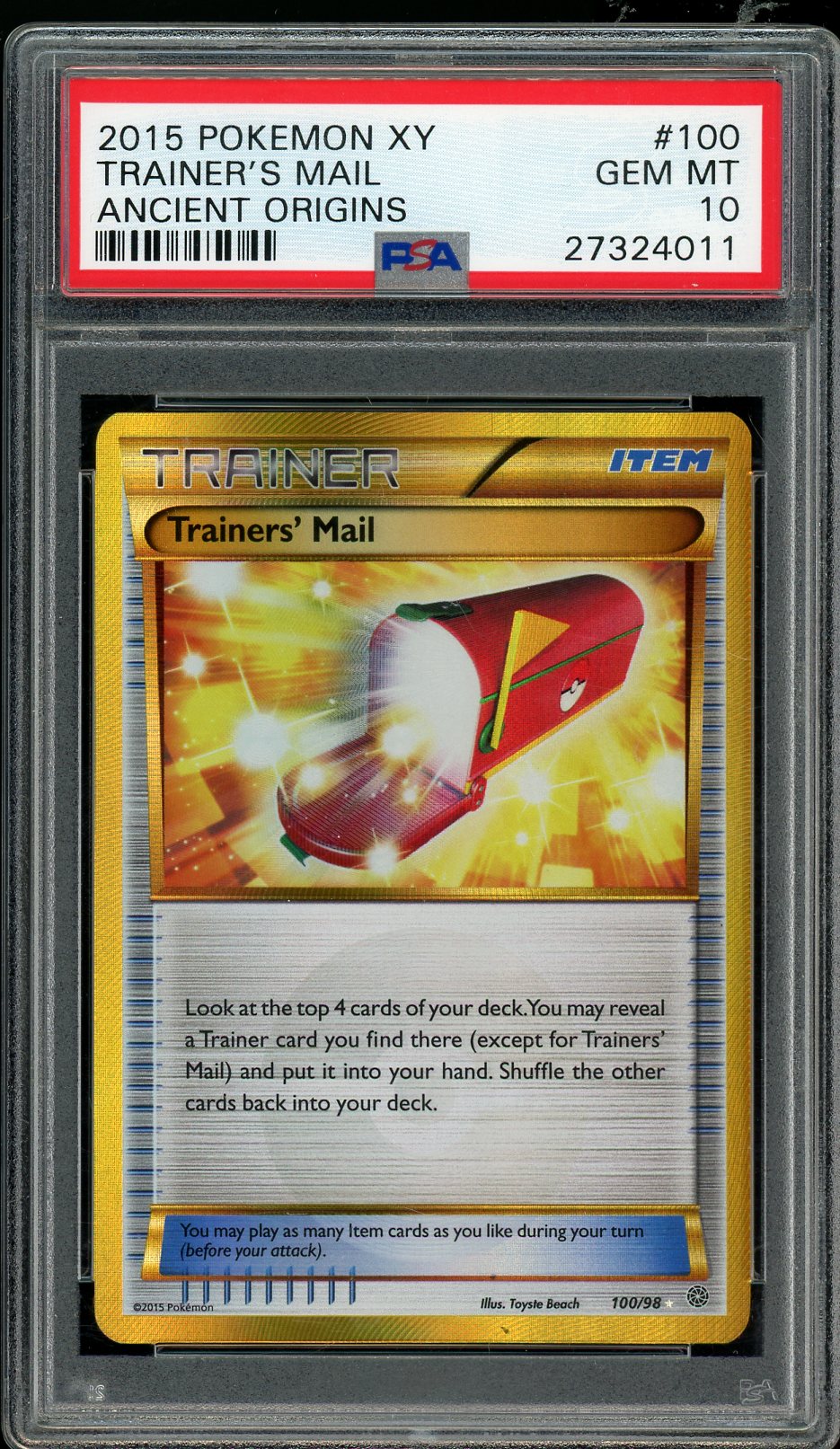 Trainers' Mail Secret Rare Ancient Origins 100/98 PSA 10