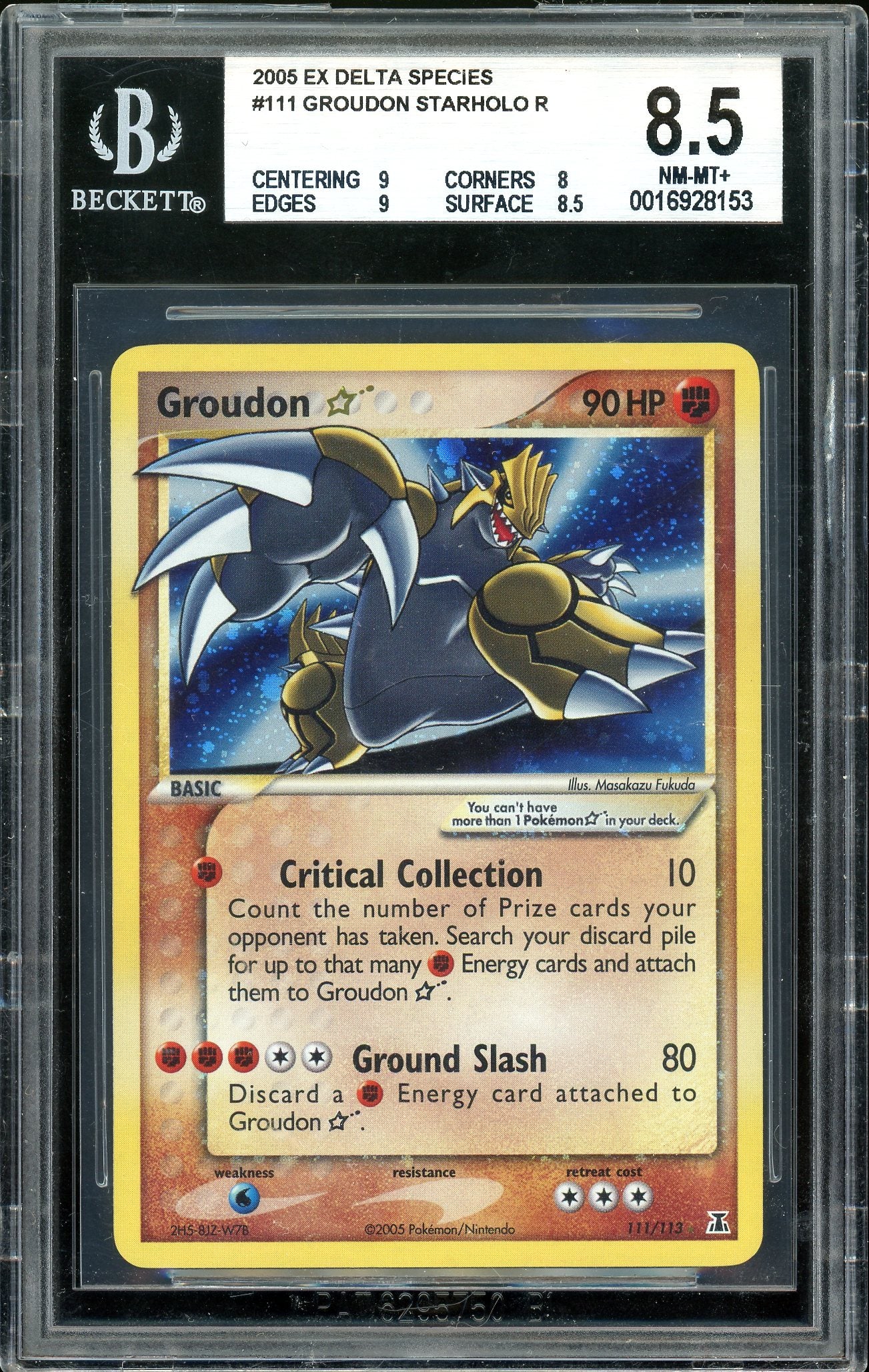 Groudon Gold Star Delta Species 111/113 BGS 8.5