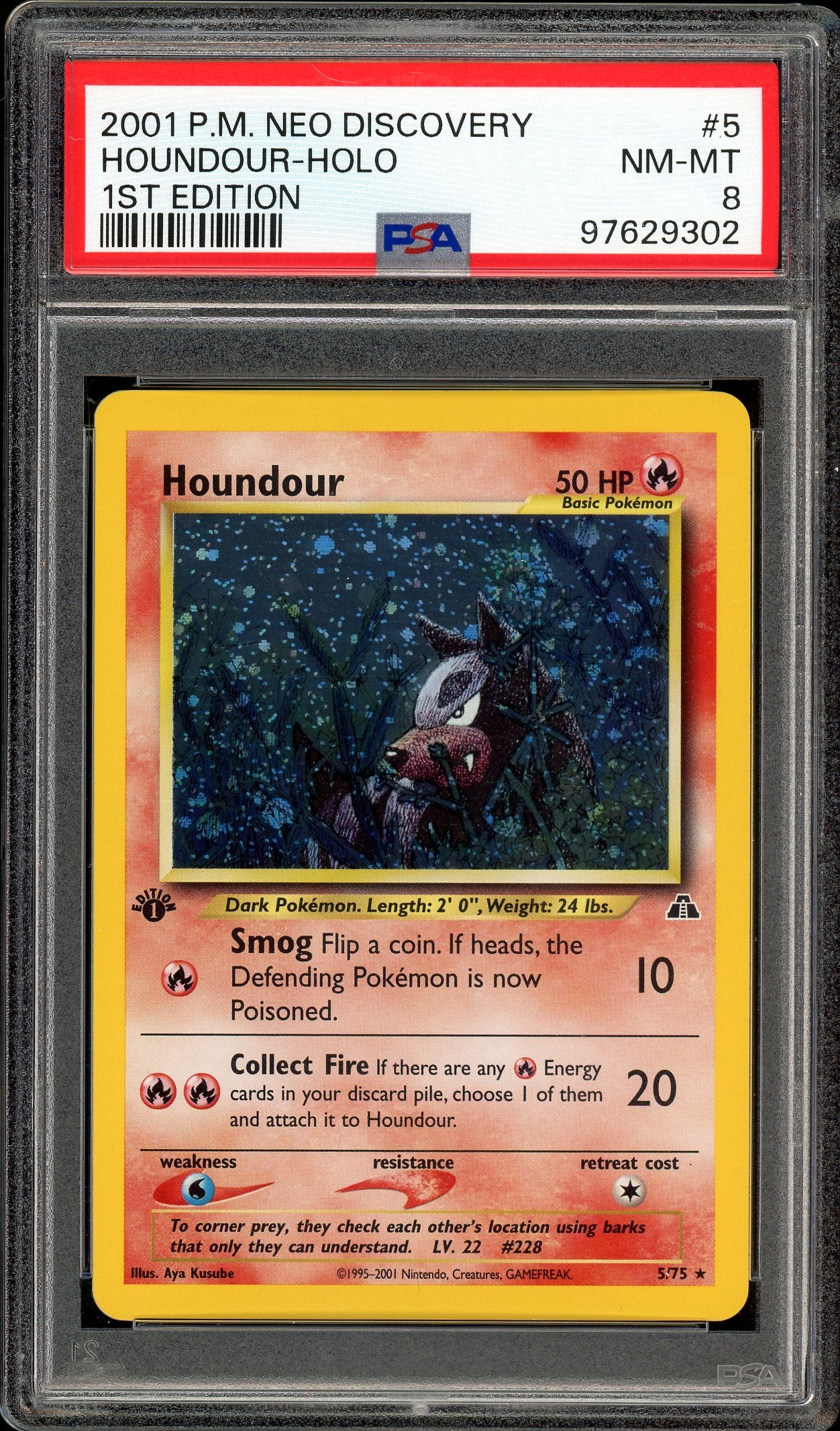 Houndour Neo Discovery 1st Edition 5/75 PSA 8