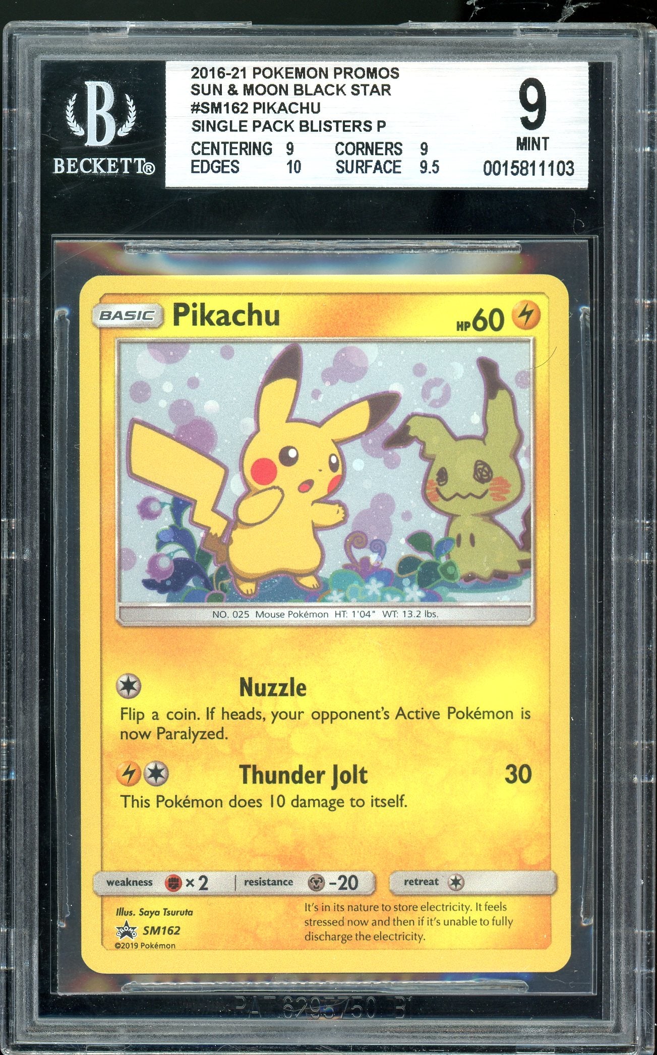 Pikachu Promo SM162 BGS 9