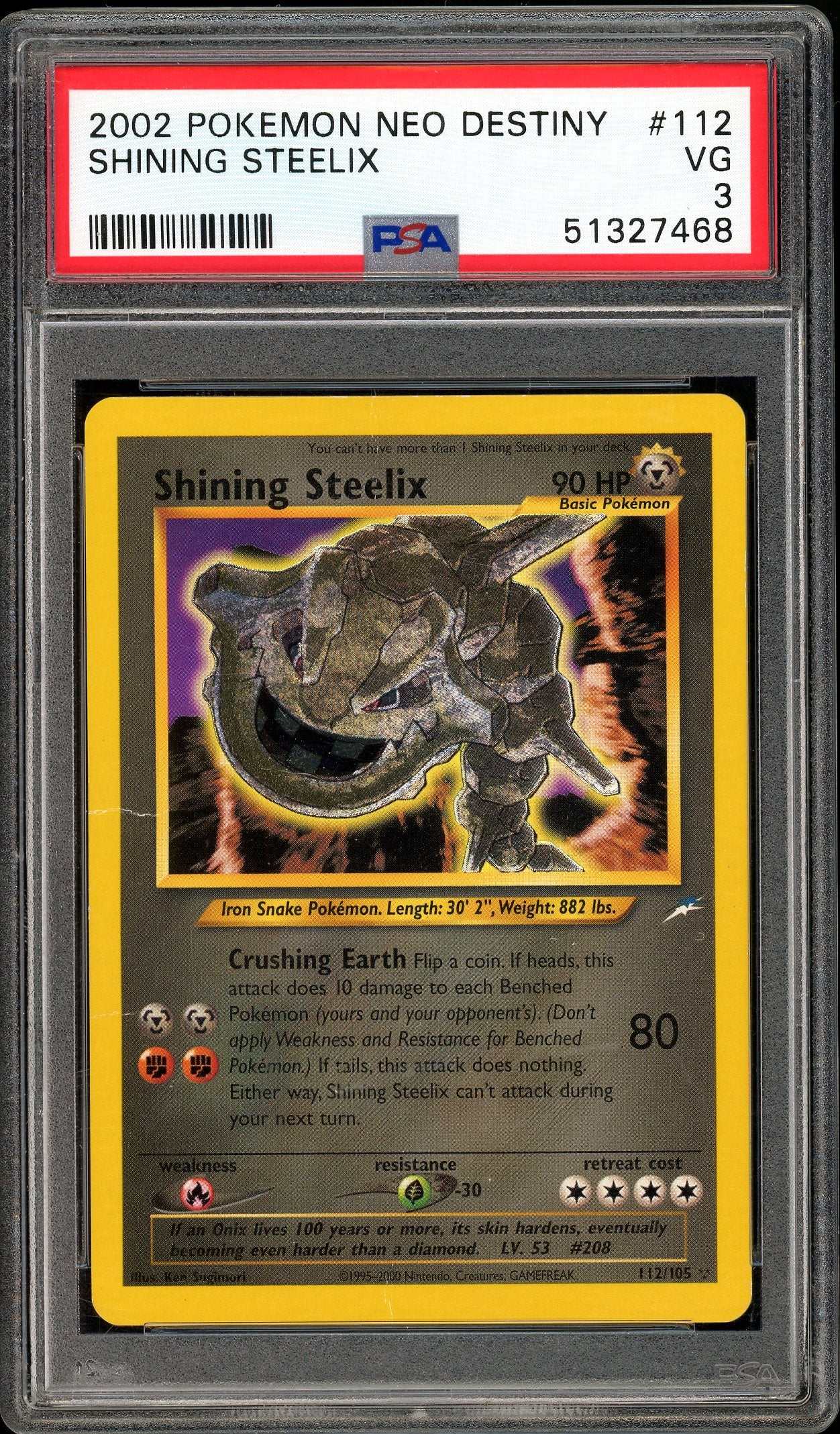 Shining Steelix Neo Destiny Unlimited 112/105 PSA 3
