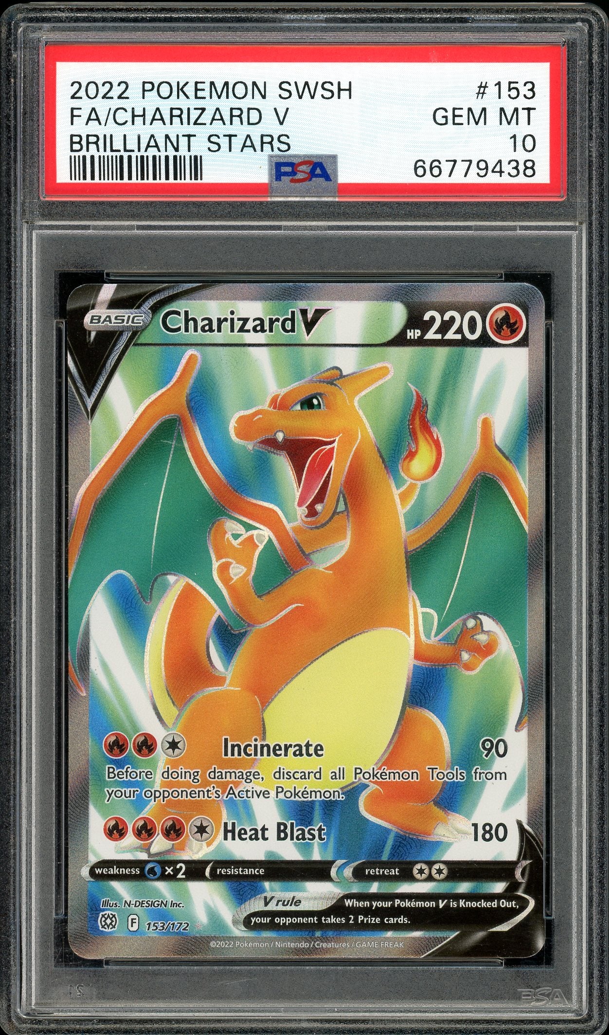 Charizard V Full Art Brilliant Stars 153/172 PSA 10