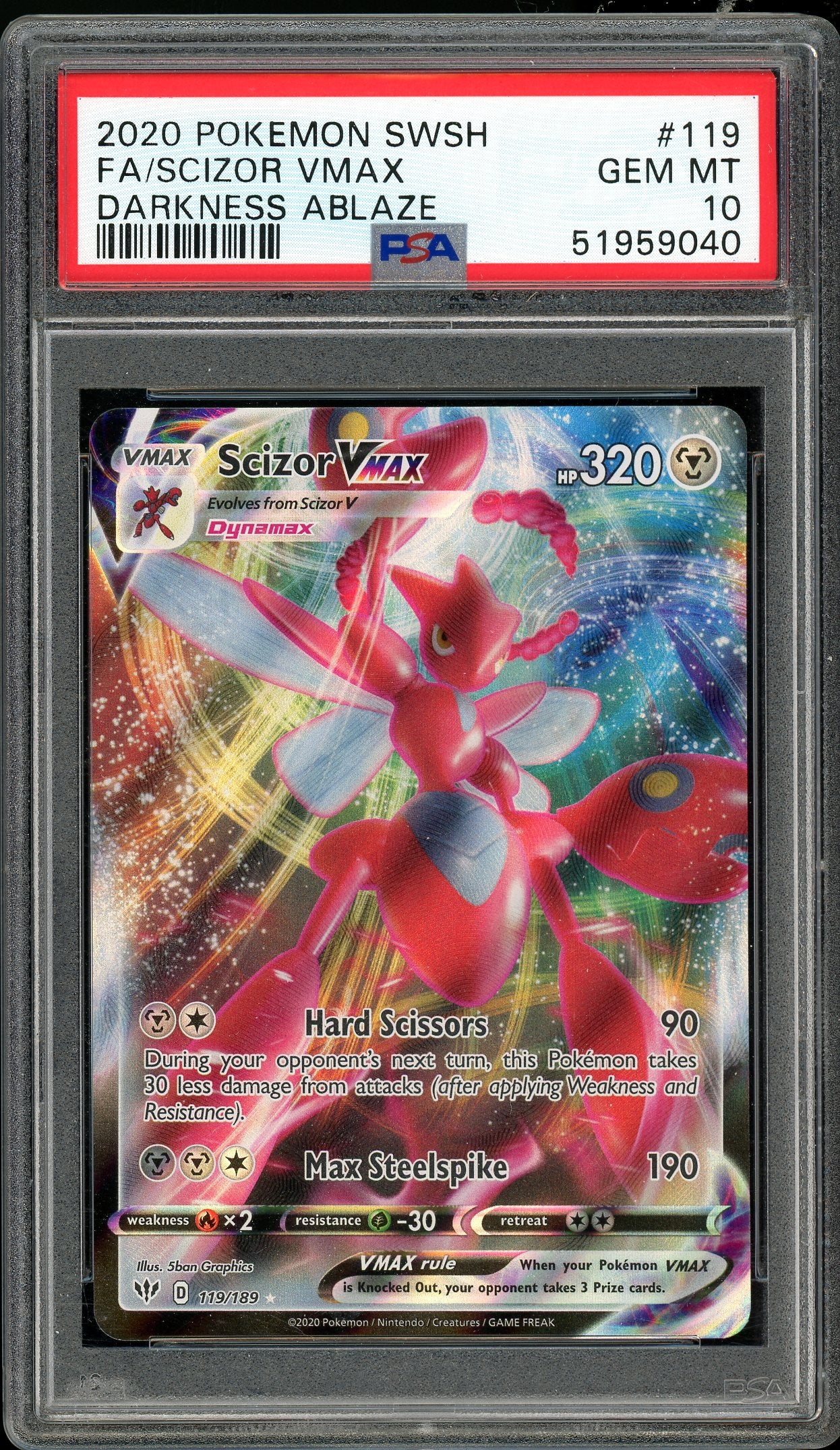 Scizor VMAX Darkness Ablaze 119/189 PSA 10
