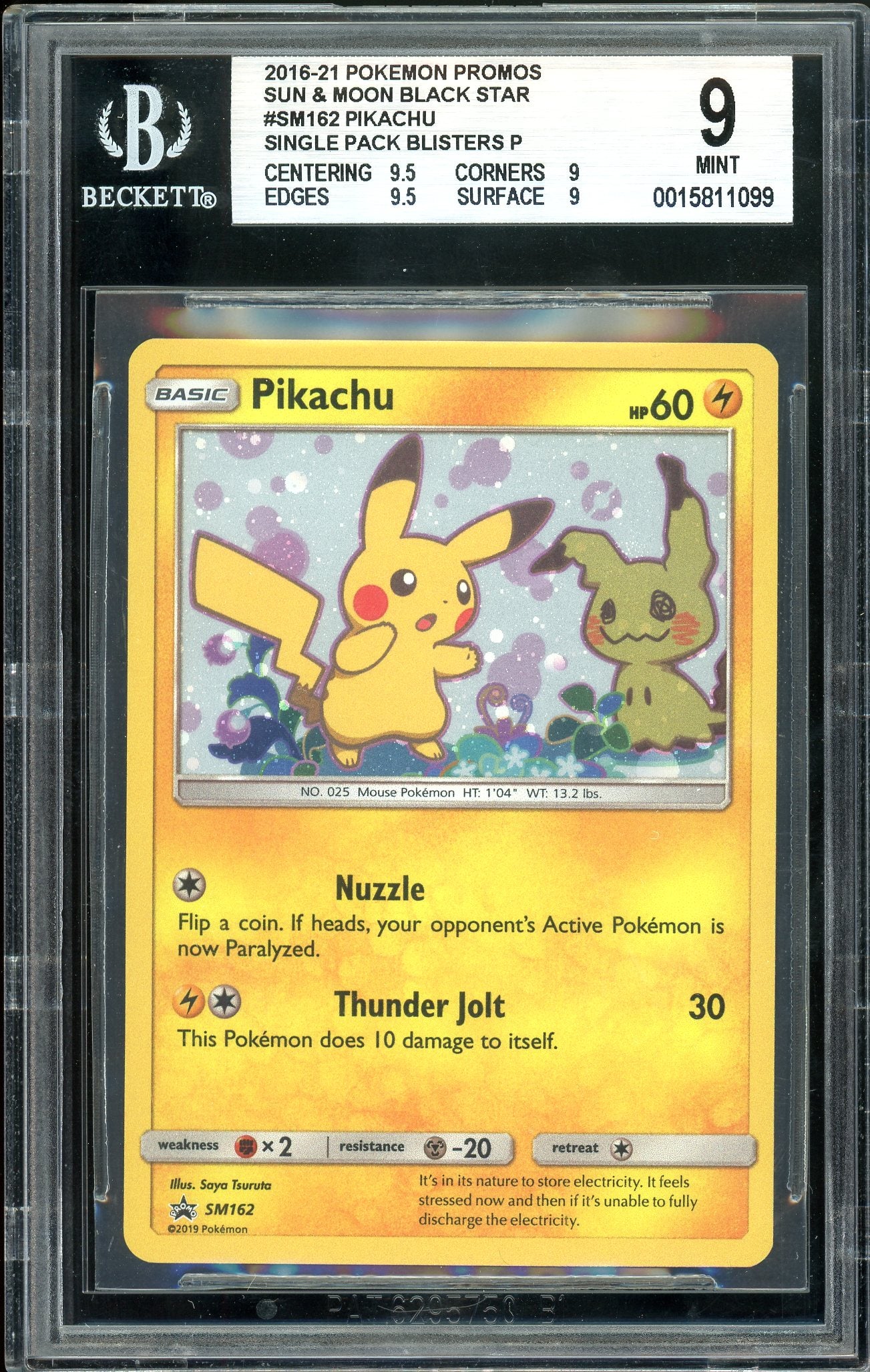 Pikachu Sun & Moon Promos SM162 BGS 9