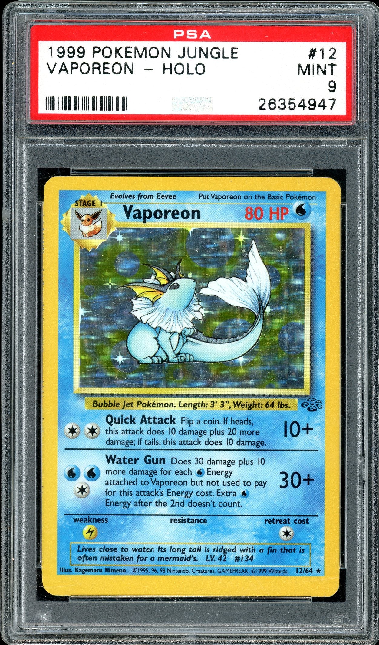 Vaporeon Jungle 12/64 PSA 9